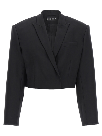 Shop David Koma Cropped Blazer In Black