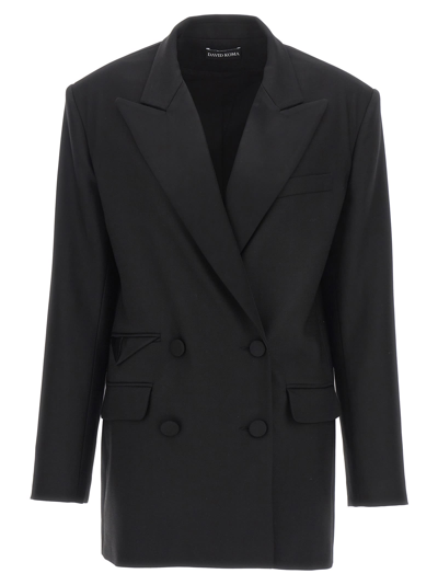 David Koma 'tailored Tuxedo' Blazer With Structured Shoulders In Black