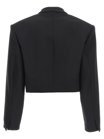 Shop David Koma Cropped Blazer In Black