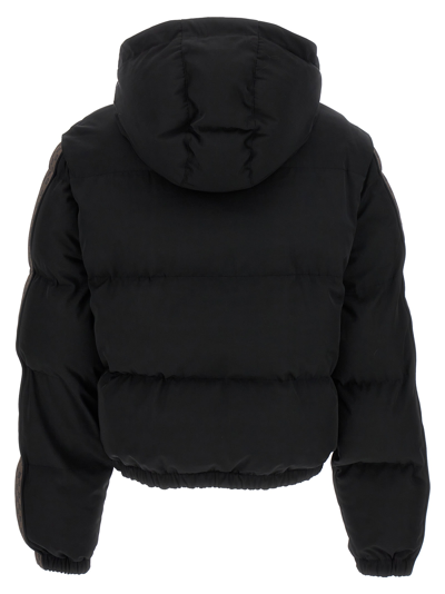 Shop Balmain Mini Monogram Down Jacket In Black