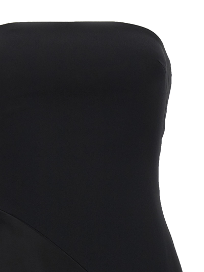 Shop David Koma Asymmetric Hem Strapless Mini Dress In Black