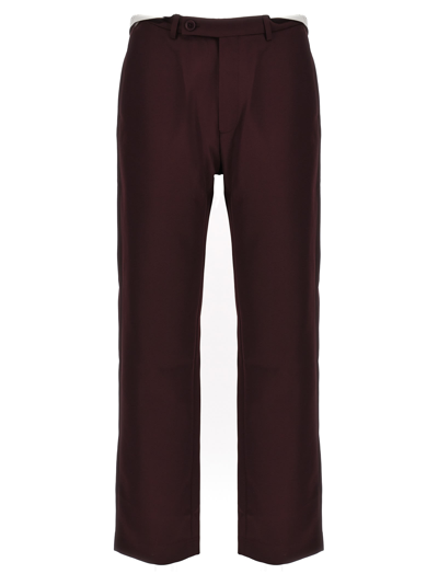 Shop Martine Rose Rolled Waistband Tailored Pants In Bordeaux