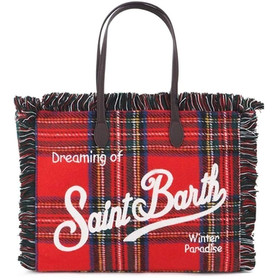 Shop Mc2 Saint Barth Winter Bag Tartan In Red