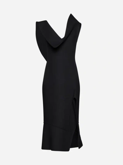 Shop Bottega Veneta Viscose-blend Asymmetric Dress In Black