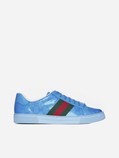 Shop Gucci Gg Crystal Fabric Ace Sneakers In Blue