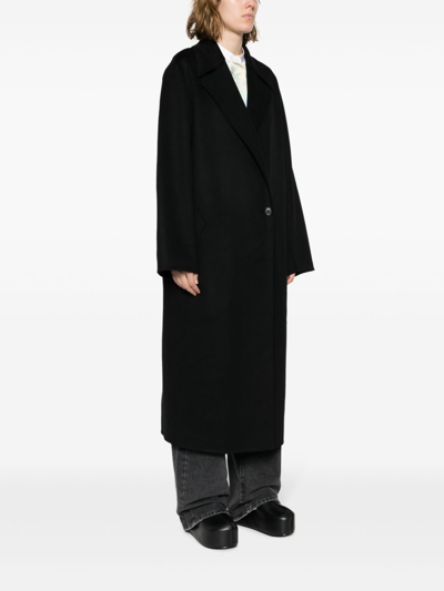 Shop Loewe Wool And Cashmere Blend Single-breasted Long Coat In Black
