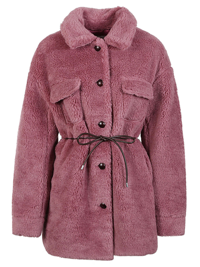 Shop Molliolli Faux Fur Coat In Pink