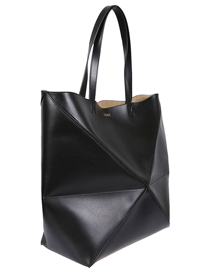 Shop Loewe Puzzle Fold Large Leather Tote Bag In Black