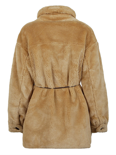 Shop Molliolli Faux Fur Coat In Beige