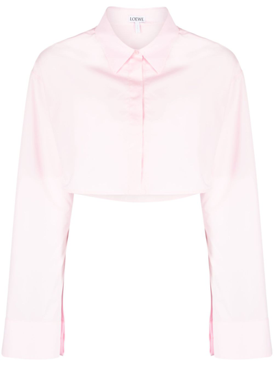 Shop Loewe Cotton Cropped Shirt In Pink