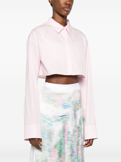 Shop Loewe Cotton Cropped Shirt In Pink