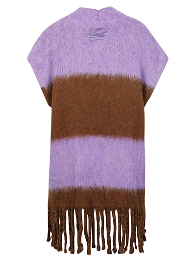 Shop Etro Striped Wool Blend Vest In Violet