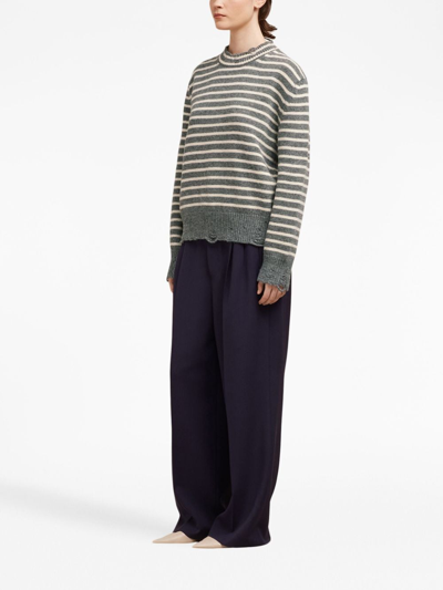 Shop Ami Alexandre Mattiussi Striowd Wool Sweater In Grey