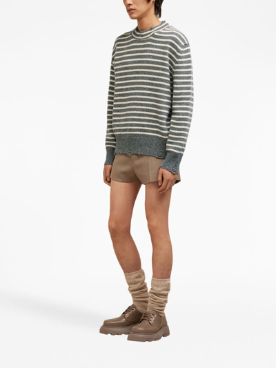 Shop Ami Alexandre Mattiussi Striowd Wool Sweater In Grey