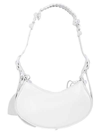 Shop Balenciaga Le Cagole Xs Leather Shoulder Bag In White