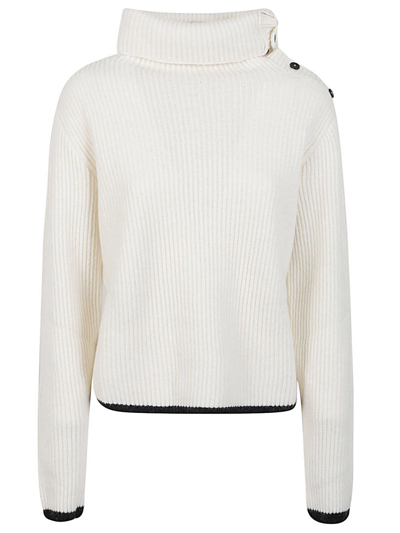 Shop Liviana Conti Wool Blend Turtleneck Sweater In White