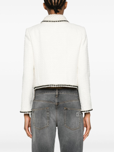 Shop Alice And Olivia Kidman Pearl Detail Jacket In White