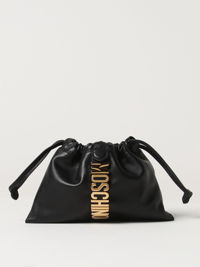Shop Moschino Couture Bag In Leather With Metal Logo In Black