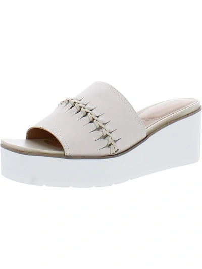 Shop Nydj Rory Womens Nubuck Peep-toe Wedge Sandals In White