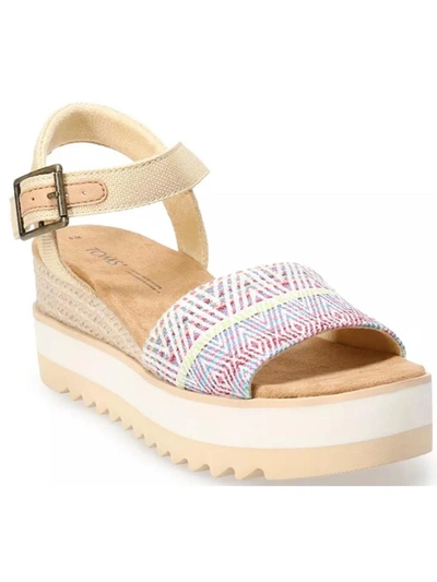Shop Toms Diana Womens Slingback Peep-toe Wedge Sandals In Multi
