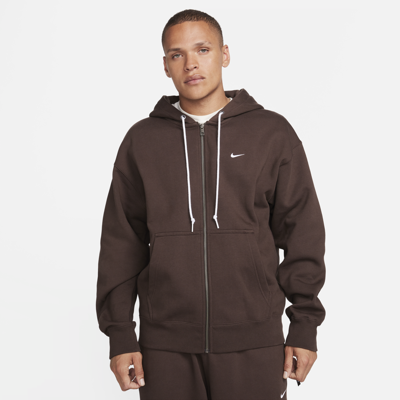 Shop Nike Men's Solo Swoosh Full-zip Hoodie In Brown