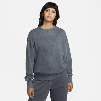 Shop Nike Women's  Sportswear Phoenix Fleece Oversized Crew-neck Sweatshirt In Grey