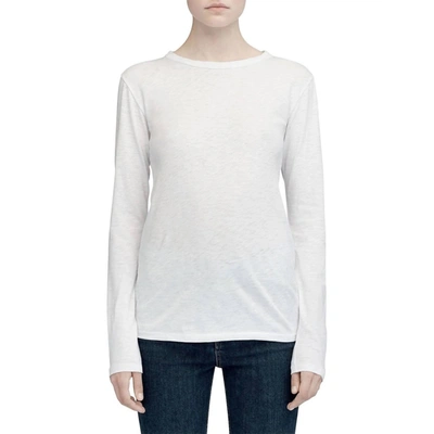 Shop Rag & Bone Women's The Slub Long Sleeve Crew Neck Cotton T-shirt In White