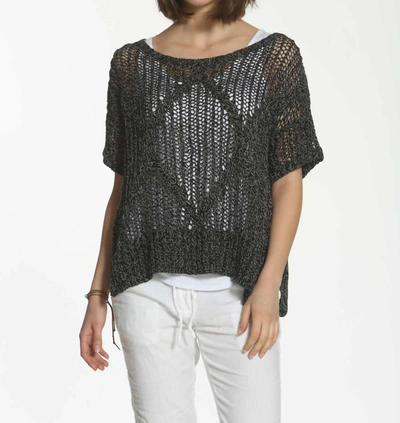 Label+thread Lattice Scoop Neck Top In Black In Black