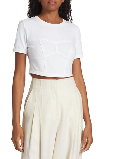 Shop A.l.c Women's Wren White Short Sleeve Crop T-shirt Top