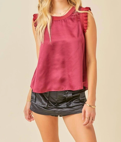 Shop Day + Moon Ruffle Detail Satin Tank In Wine In Pink