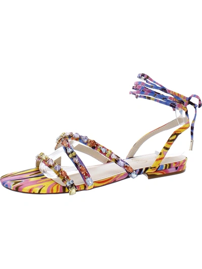Shop Jessica Simpson Rabenie Womens Embellished Open Toe Lace-up In Multi