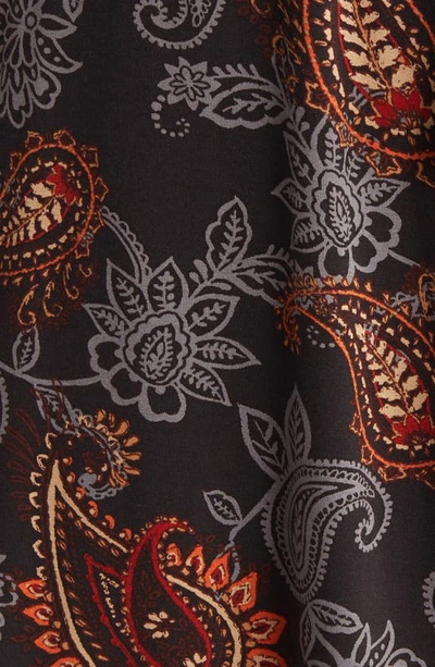 Loveappella Paisley Long Sleeve Faux Wrap Dress In Black