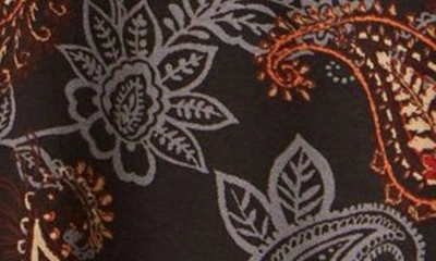 Loveappella Paisley Long Sleeve Faux Wrap Dress In Black