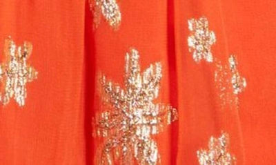Shop Saylor Fantasia Metallic Floral Minidress In Orange Blossom