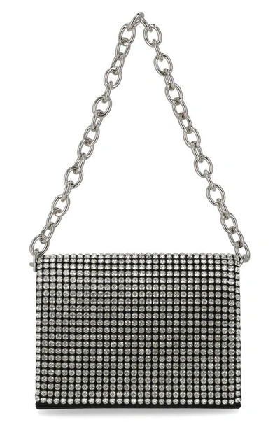 Shop Jessica Mcclintock Crystal Embellished Shoulder Bag In Black/ Silver