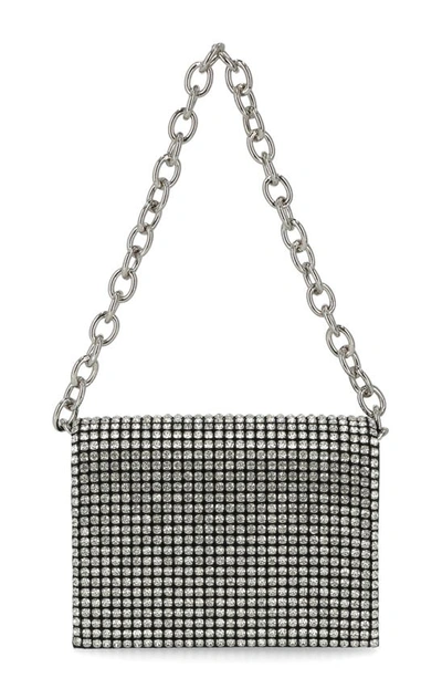 Shop Jessica Mcclintock Crystal Embellished Shoulder Bag In Black/ Silver