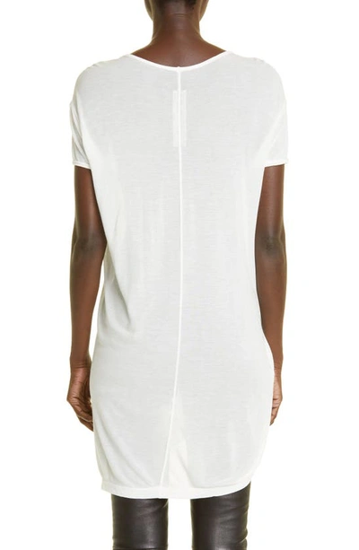 Shop Rick Owens Hiked Asymmetric Drape Detail T-shirt In Milk