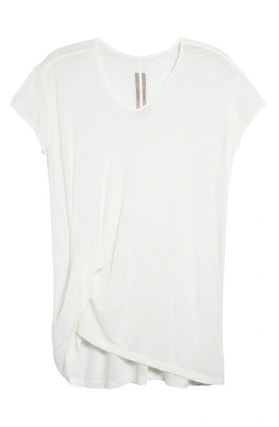 Shop Rick Owens Hiked Asymmetric Drape Detail T-shirt In Milk