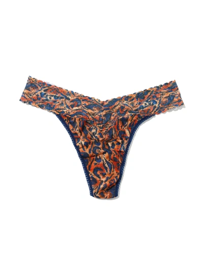Shop Hanky Panky Printed Signature Lace Original Rise Thong In Blue