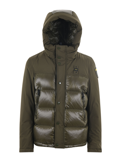 Blauer Down Jacket In Verde Militare