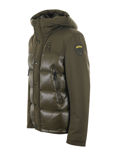 Blauer Down Jacket In Verde Militare