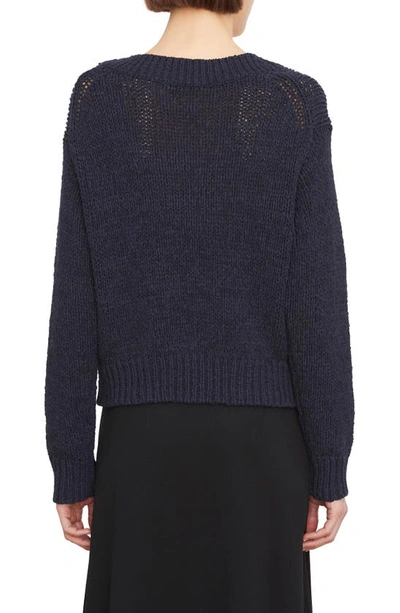 Vince Drop-shoulder V-neck Sweater In Navy