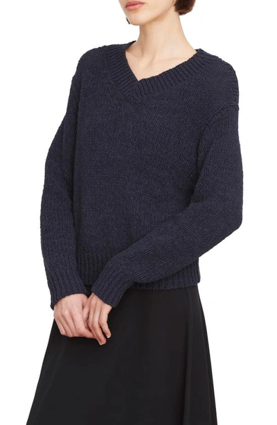 Shop Vince V-neck Sweater In Navy