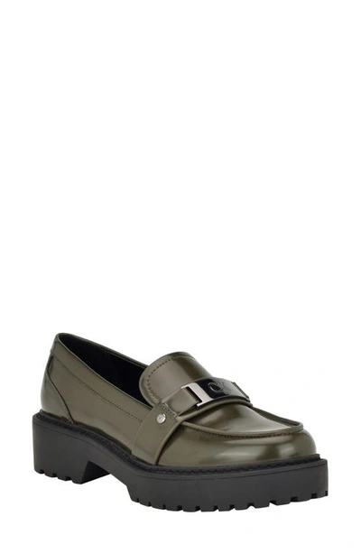 Shop Calvin Klein Suzette Lug Sole Bit Loafer In Olive