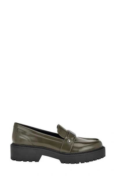 Shop Calvin Klein Suzette Lug Sole Bit Loafer In Olive