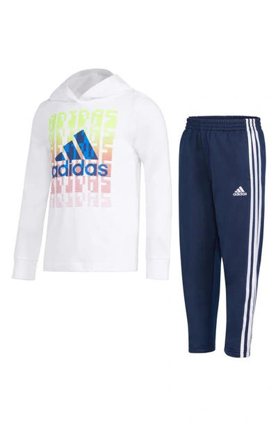 Shop Adidas Originals Kids' Long Sleeve Hoodie T-shirt And Pants In White