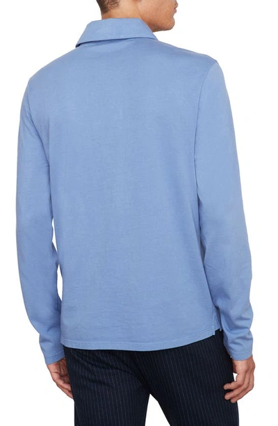Shop Vince Garment Dyed Long Sleeve Polo In Colony Blue