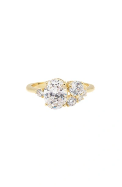 Shop Covet Oval Cubic Zirconia Cluster Ring In Gold