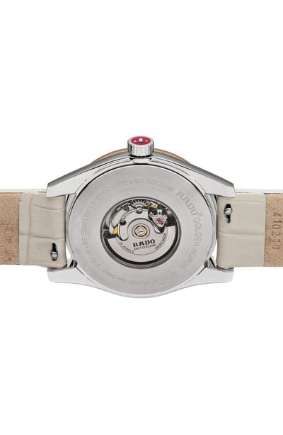 Rado Tradition Automatic Diamond Croc Embossed Leather Strap Watch, 35mm In Mother Of Pearl