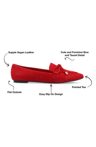 Journee Collection Womens Muriel Slip On Pointed Toe Loafer Flats In Red